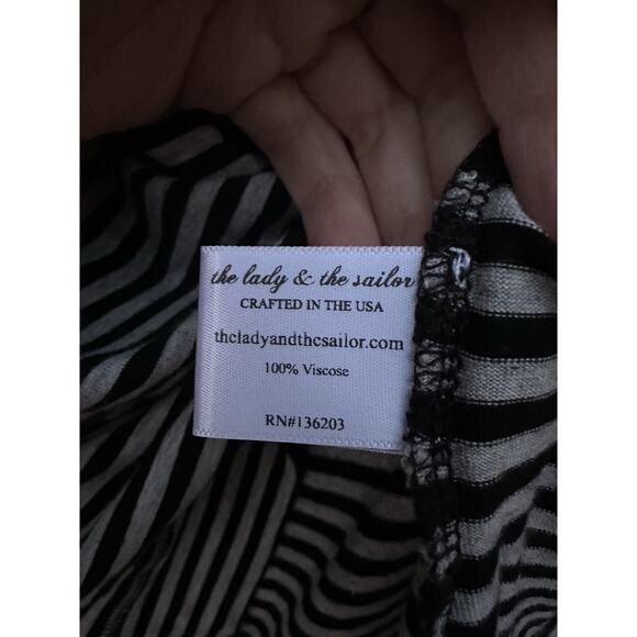 The Lady & The Sailor Jersey Striped Black & Grey Long Sleeves Tee Crew Neck S - Picture 8 of 9